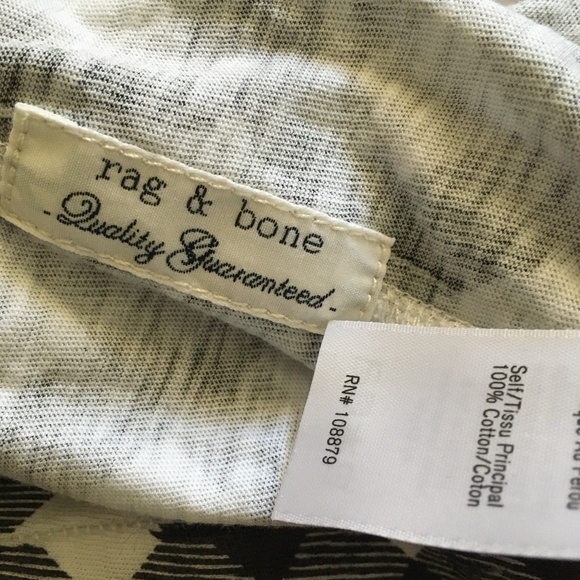 rag & bone black + white gingham print cotton crew tee S - Picture 5 of 5